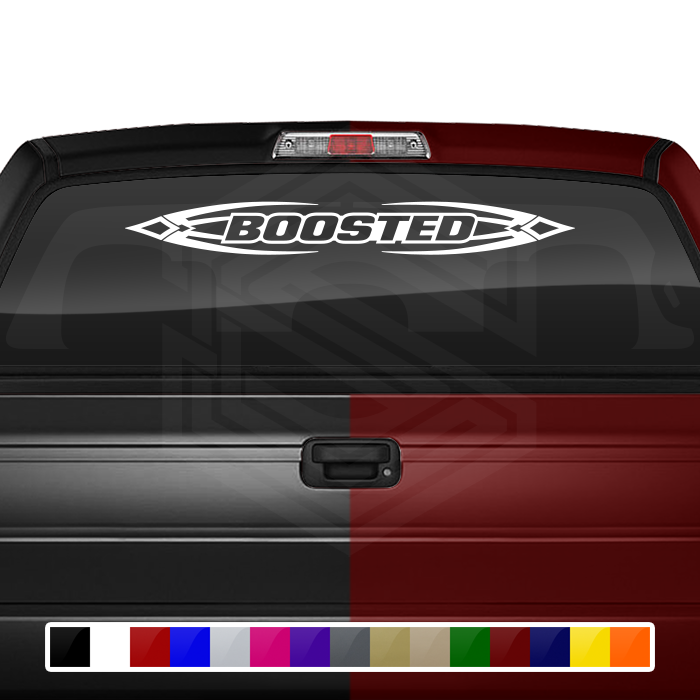 #150 BOOSTED Decal Sticker Windshield Window Vinyl Graphic Banner Decoration Tribal Flame Design 36"x4.25"+