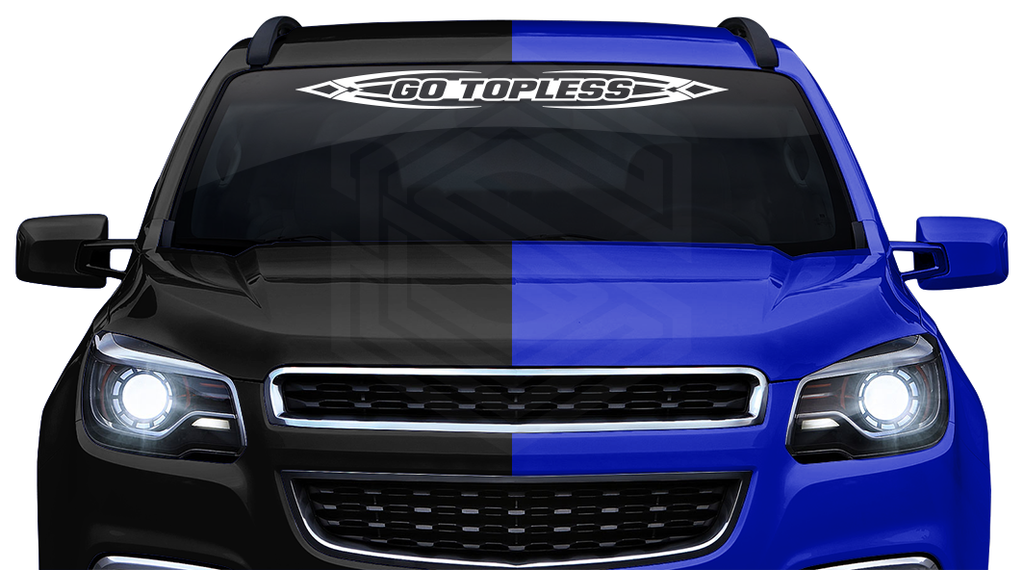 #150 GO TOPLESS Decal Sticker Windshield Window Vinyl Graphic Banner Decoration Tribal Accent Design 36"x4.25"+