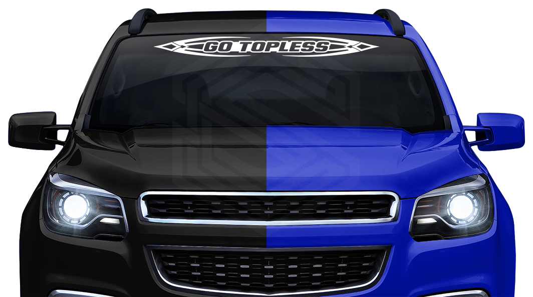 #150 GO TOPLESS Decal Sticker Windshield Window Vinyl Graphic Banner Decoration Tribal Accent Design 36"x4.25"+