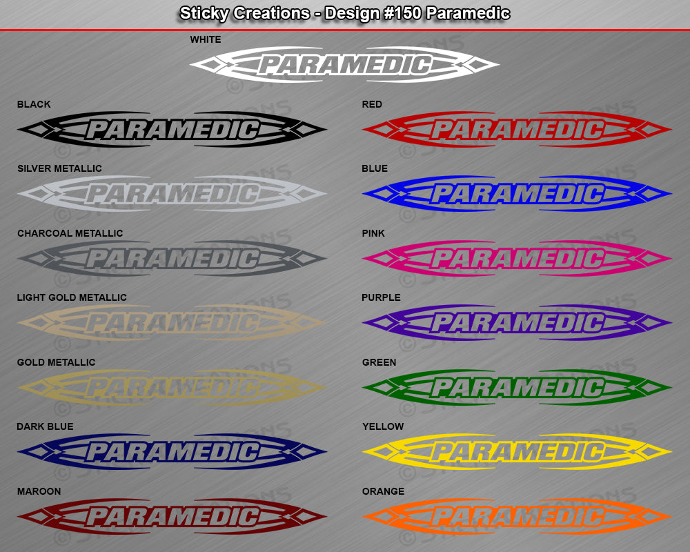 #150 PARAMEDIC Decal Sticker Windshield Window Vinyl Graphic Banner Decoration Tribal Accent Design 36"x4.25"