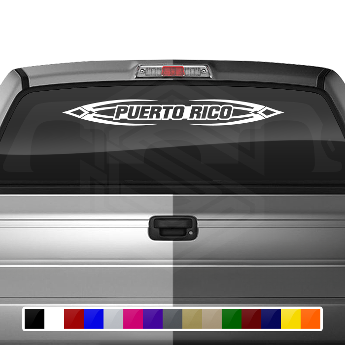 #150 PUERTO RICO Decal Sticker Windshield Window Vinyl Graphic Banner Decoration Tribal Accent Design 36"x4.25"+