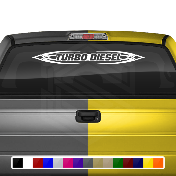 #150 TURBO DIESEL Decal Sticker Windshield Window Vinyl Graphic Banner Decoration Tribal Accent Design 36"x4.25"+