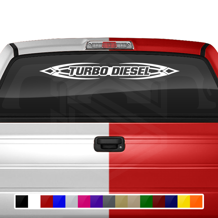 #150 TURBO DIESEL Decal Sticker Windshield Window Vinyl Graphic Banner Decoration Tribal Accent Design 36"x4.25"+
