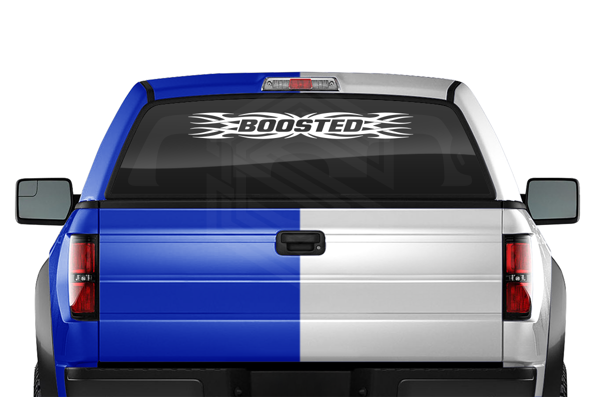 #161 BOOSTED Decal Sticker Windshield Window Vinyl Graphic Banner Decoration Tribal Flame Design 36"x4.25"+
