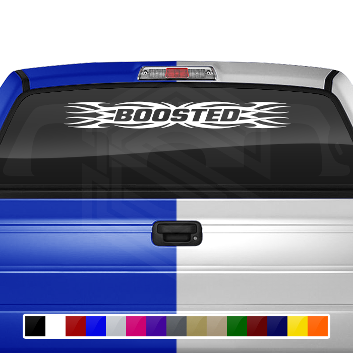 #161 BOOSTED Decal Sticker Windshield Window Vinyl Graphic Banner Decoration Tribal Flame Design 36"x4.25"+
