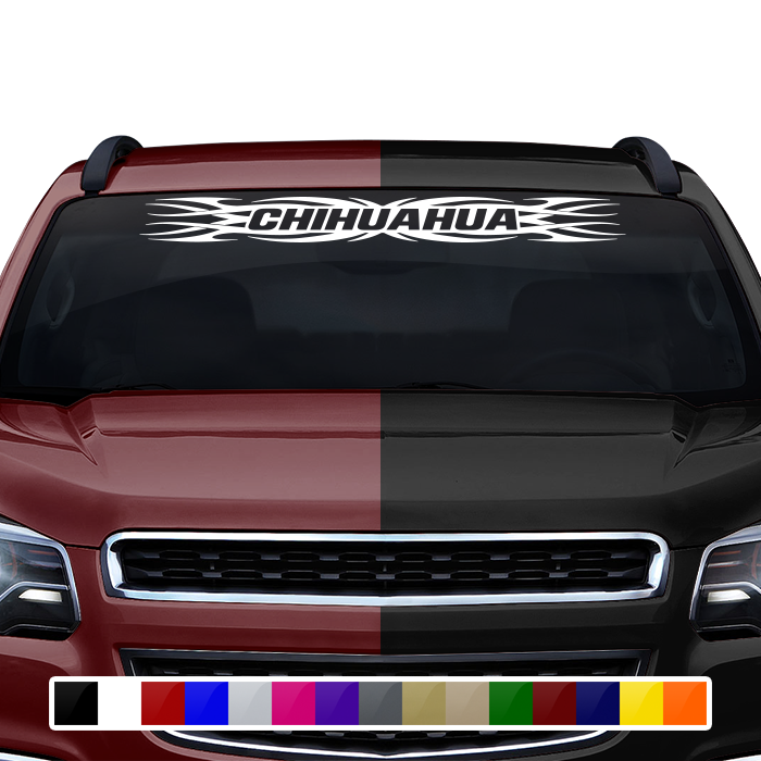 #161 CHIHUAHUA CHIH Mexico Decal Sticker Windshield Window Vinyl Graphic Banner Decoration Tribal Flame Design 36"x4.25"+