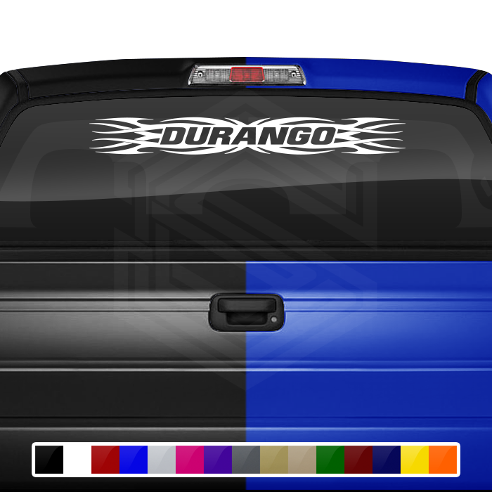#161 DURANGO DGO Mexico Decal Sticker Windshield Window Vinyl Graphic Banner Decoration Tribal Flame Design 36"x4.25"+