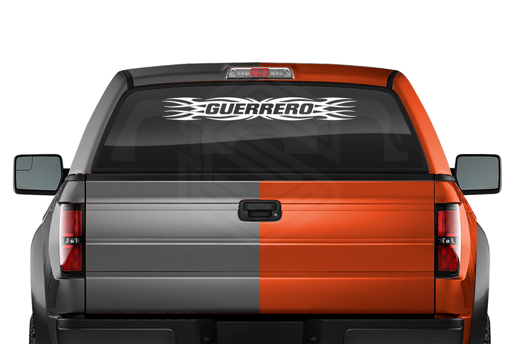 #161 GUERRERO GRO Mexico Decal Sticker Windshield Window Vinyl Graphic Banner Decoration Tribal Flame Design 36"x4.25"+