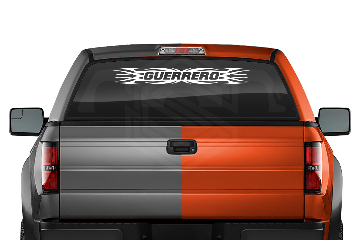 #161 GUERRERO GRO Mexico Decal Sticker Windshield Window Vinyl Graphic Banner Decoration Tribal Flame Design 36"x4.25"+
