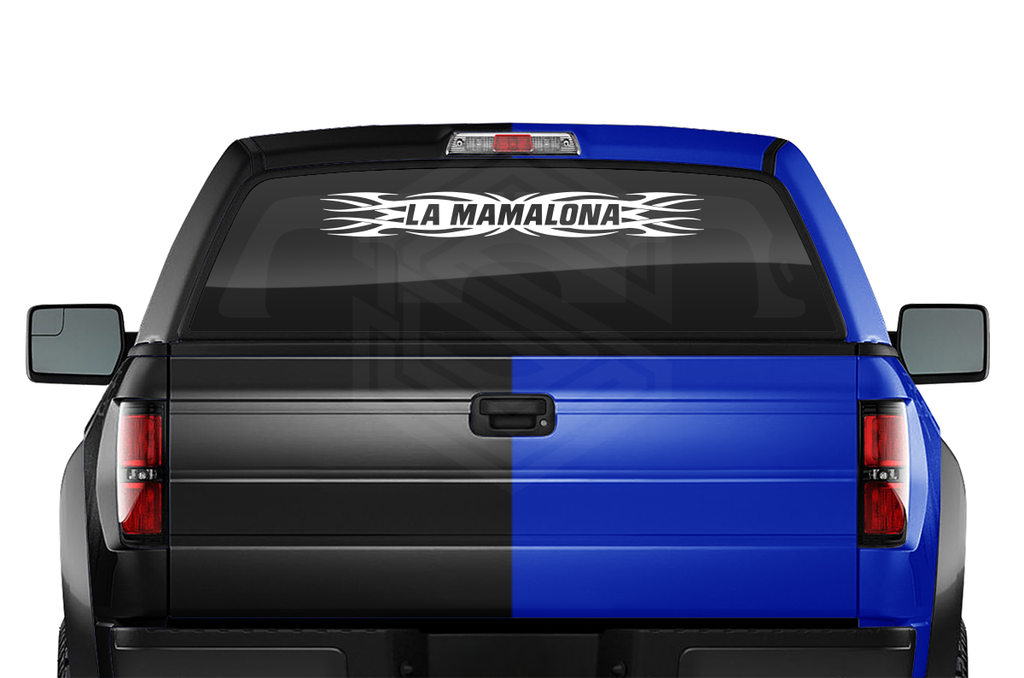 #161 LA MAMALONA Decal Sticker Windshield Window Vinyl Graphic Banner Decoration Tribal Flame Design 36"x4.25"+