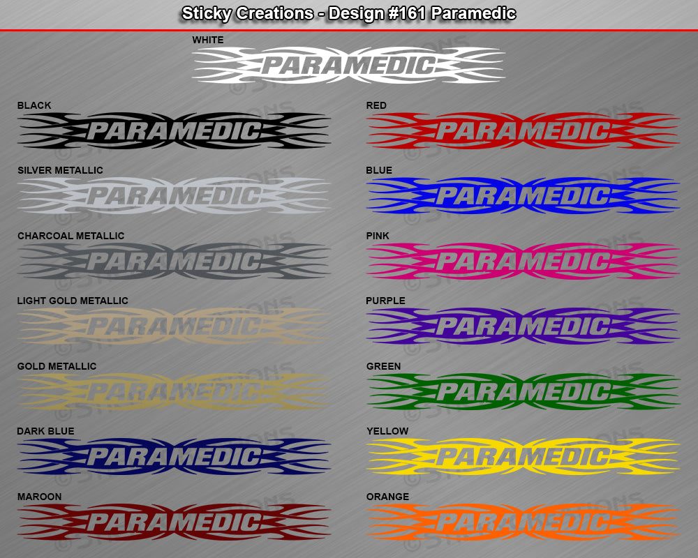 #161 PARAMEDIC Decal Sticker Windshield Window Vinyl Graphic Banner Decoration Tribal Flame Design 36"x4.25"+