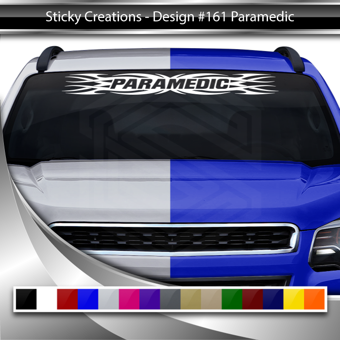 #161 PARAMEDIC Decal Sticker Windshield Window Vinyl Graphic Banner Decoration Tribal Flame Design 36"x4.25"+