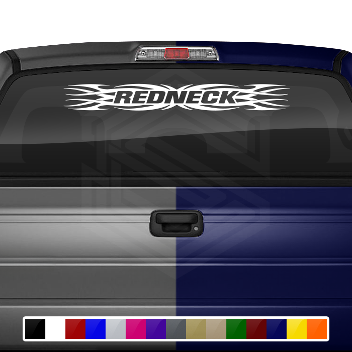 #161 REDNECK Decal Sticker Windshield Window Vinyl Graphic Banner Decoration Tribal Flame Design 36"x4.25"+