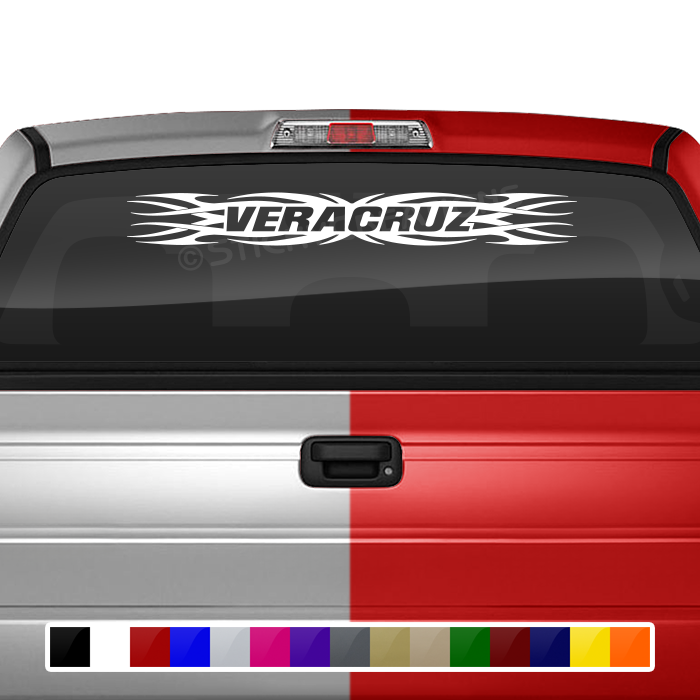 #161 VERACRUZ VER Mexico Decal Sticker Windshield Window Vinyl Graphic Banner Decoration Tribal Flame Design 36"x4.25"+