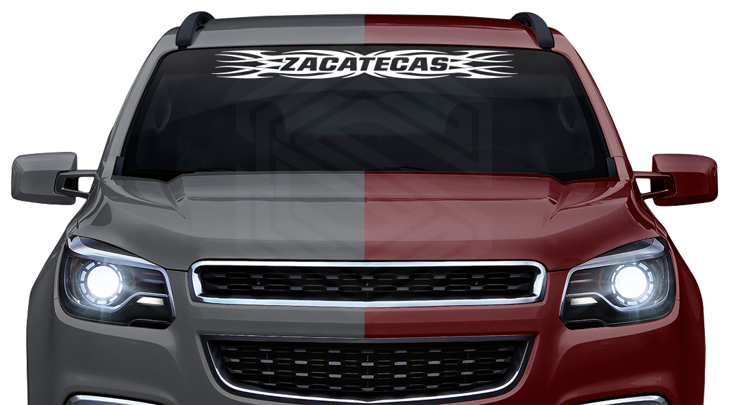 #161 ZACATECAS ZAC Mexico Decal Sticker Windshield Window Vinyl Graphic Banner Decoration Tribal Flame Design 36"x4.25"+