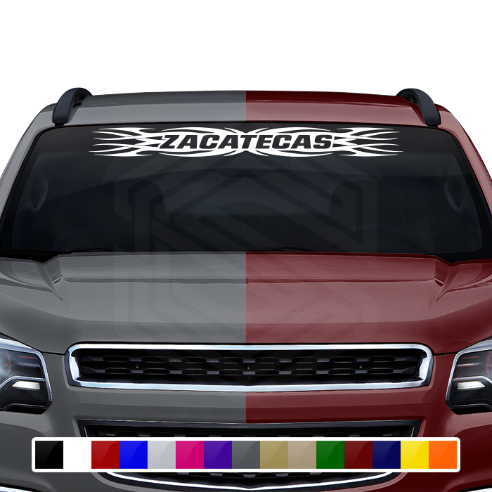 #161 ZACATECAS ZAC Mexico Decal Sticker Windshield Window Vinyl Graphic Banner Decoration Tribal Flame Design 36"x4.25"+