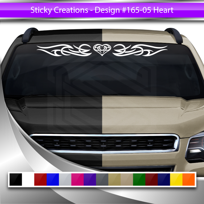 #165 HEART Decal Sticker Windshield Window Vinyl Graphic Banner Decoration Tribal Scroll Design 36"x4.25"+