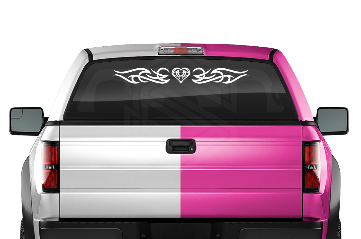 #165 HEART Decal Sticker Windshield Window Vinyl Graphic Banner Decoration Tribal Scroll Design 36"x4.25"+