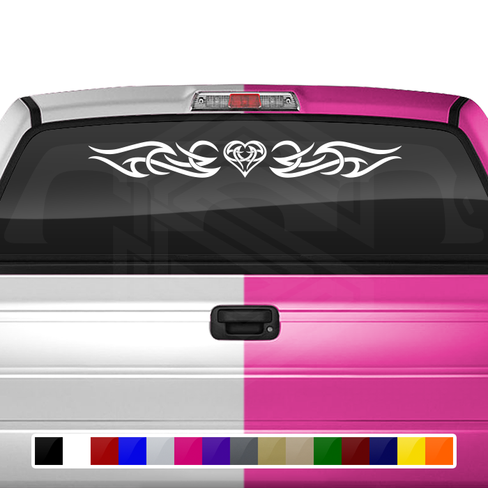 #165 HEART Decal Sticker Windshield Window Vinyl Graphic Banner Decoration Tribal Scroll Design 36"x4.25"+