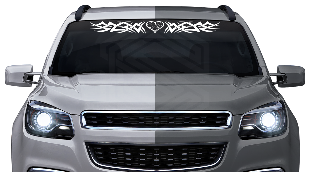 #166 HEART Decal Sticker Windshield Window Vinyl Graphic Banner Decoration Tribal Thorns Design 36"x4.25"+