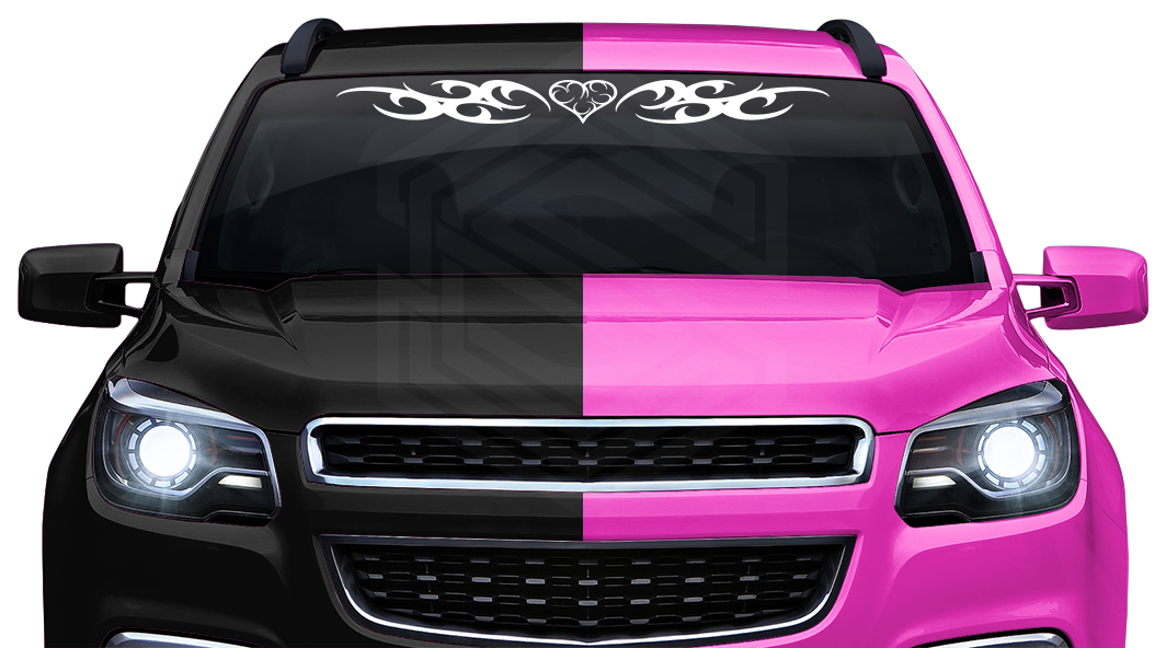 #168 HEART Decal Sticker Windshield Window Vinyl Graphic Banner Decoration Tribal Curls Design 36"x4.25"+