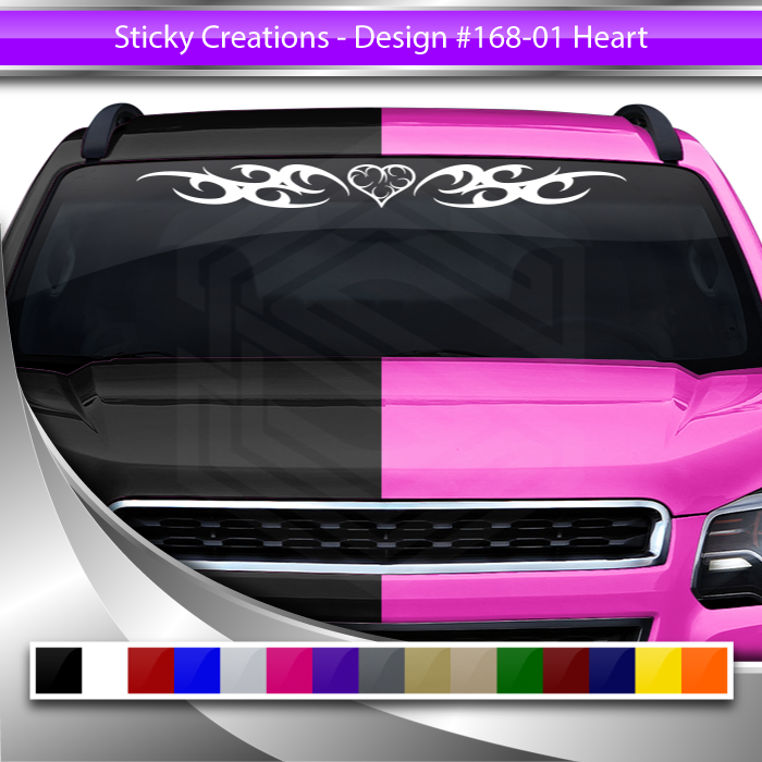 #168 HEART Decal Sticker Windshield Window Vinyl Graphic Banner Decoration Tribal Curls Design 36"x4.25"+