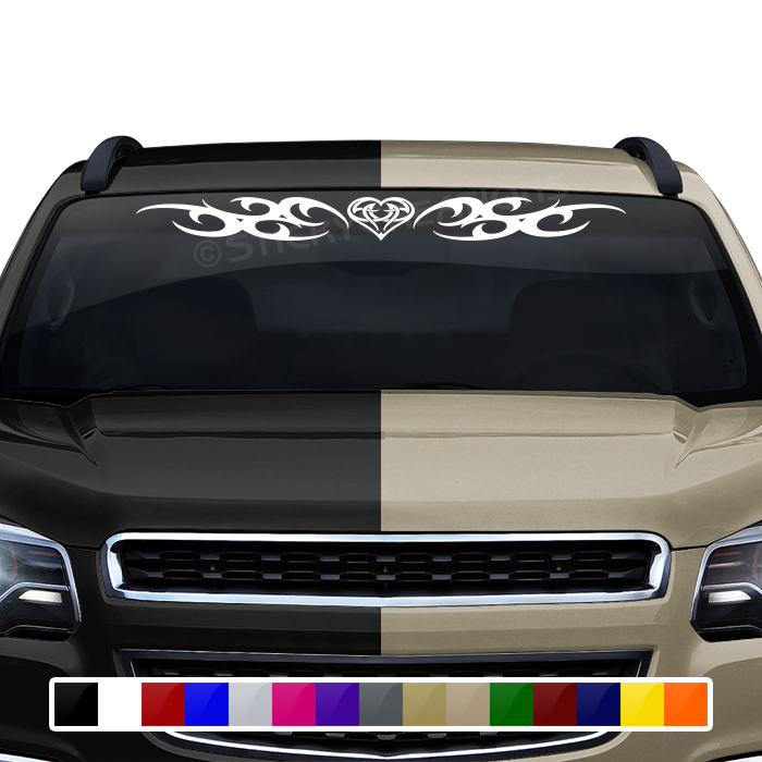 #168 HEART Decal Sticker Windshield Window Vinyl Graphic Banner Decoration Tribal Curls Design 36"x4.25"+