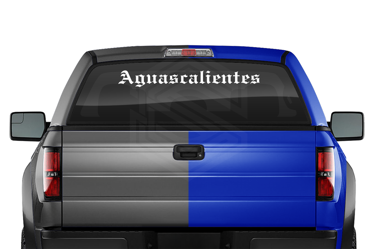 AGUASCALIENTES AGU Mexico Decal Sticker Windshield Window Vinyl Graphic Banner Text Font-Etch Old English Bold 36"x4.25"+