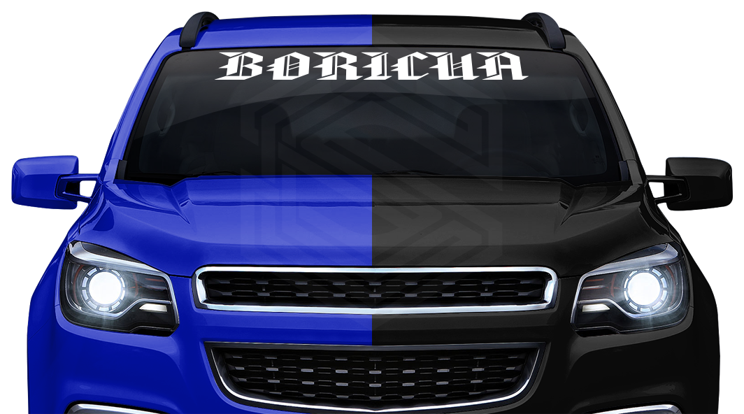 BORICUA Puerto Rico Decal Sticker Windshield Window Vinyl Graphic Banner Text Font-American Caps 36"x4.25"+