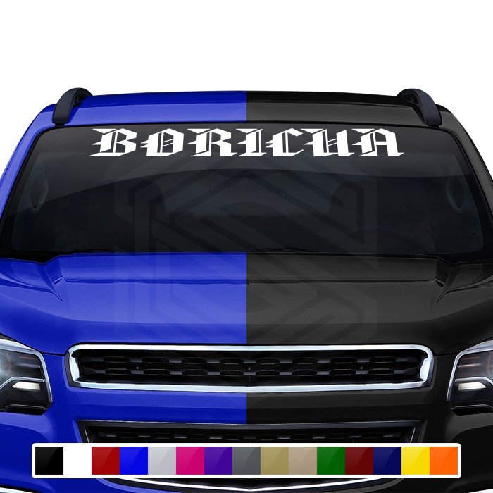 BORICUA Puerto Rico Decal Sticker Windshield Window Vinyl Graphic Banner Text Font-American Caps 36"x4.25"+