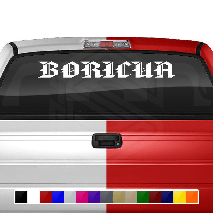 BORICUA Puerto Rico Decal Sticker Windshield Window Vinyl Graphic Banner Text Font-American Caps 36"x4.25"+