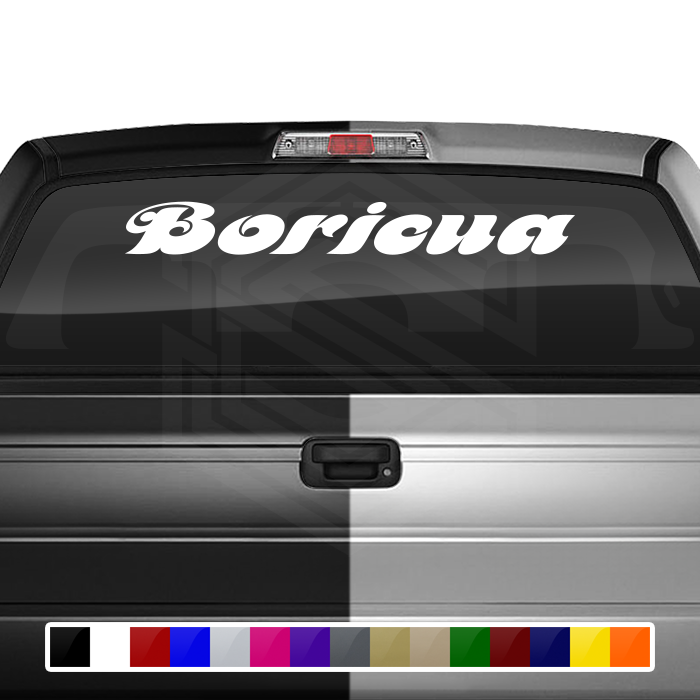 BORICUA Puerto Rico Decal Sticker Windshield Window Vinyl Graphic Banner Text Font-Motfemno 36"x4.25"+