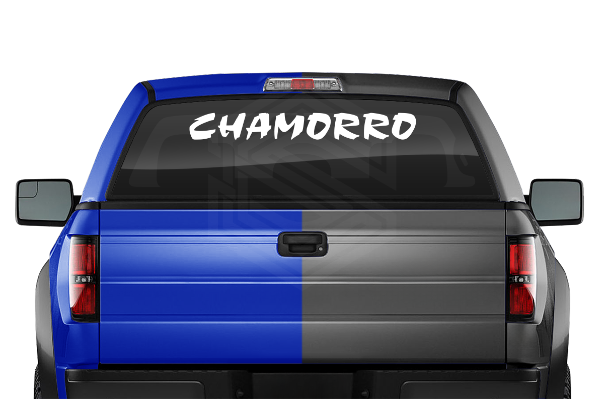 CHAMORRO Guam Decal Sticker Windshield Window Vinyl Graphic Banner Text Font-Choc Caps 36"x4.25"+