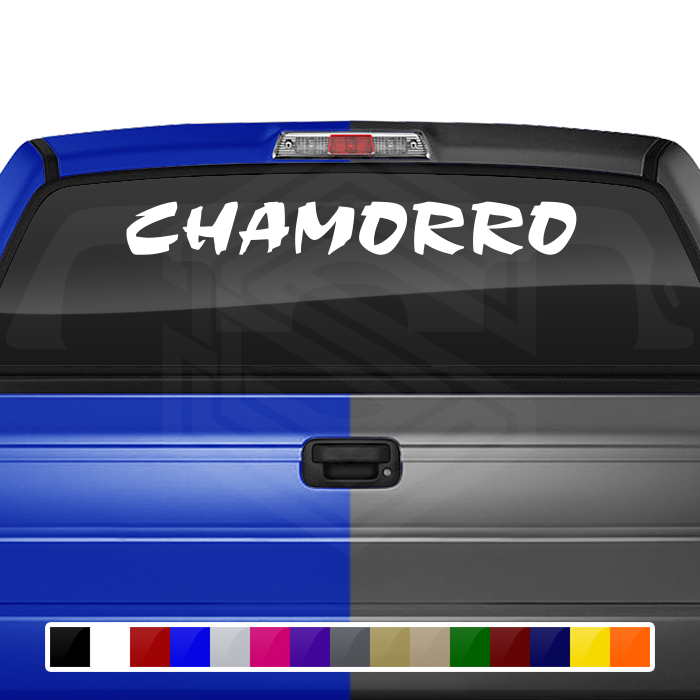 CHAMORRO Guam Decal Sticker Windshield Window Vinyl Graphic Banner Text Font-Choc Caps 36"x4.25"+