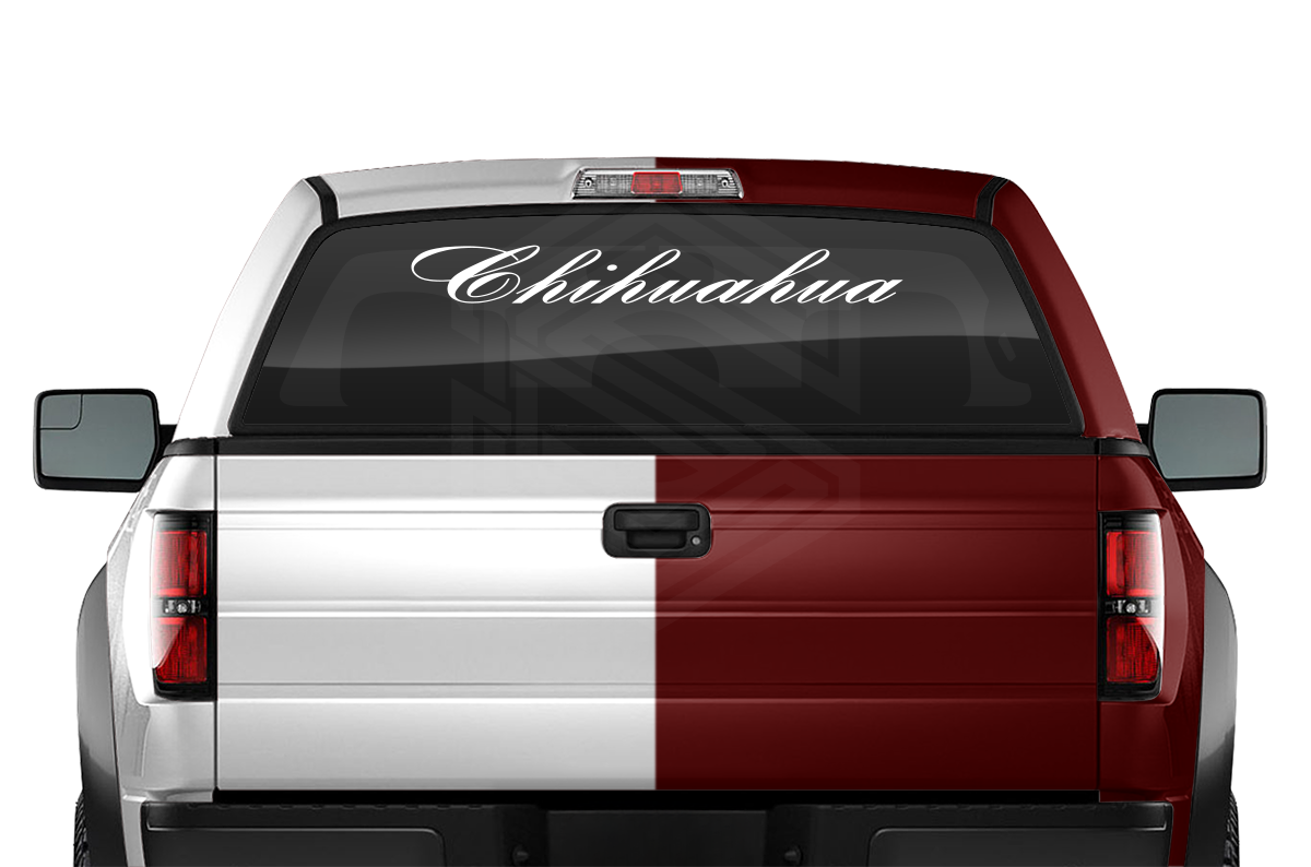 CHIHUAHUA CHIH Mexico Decal Sticker Windshield Window Vinyl Graphic Banner Text Font-Bankscr 36"x4.25"+