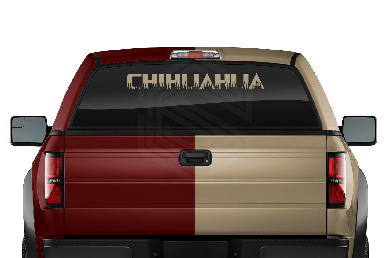 CHIHUAHUA CHIH Mexico Decal Sticker Windshield Window Vinyl Graphic Banner Text Font-Flame Caps 36"x4.25"+