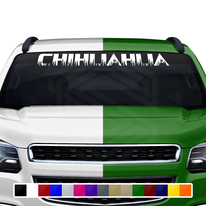 CHIHUAHUA CHIH Mexico Decal Sticker Windshield Window Vinyl Graphic Banner Text Font-Flame Caps 36"x4.25"+