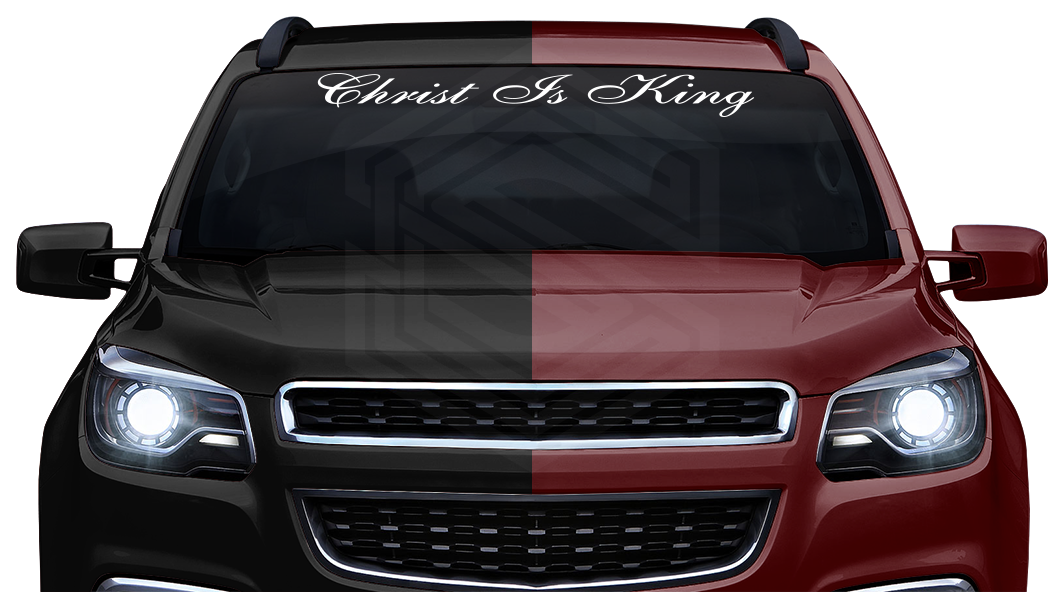 CHRIST IS KING Decal Sticker Windshield Window Vinyl Graphic Banner Text Font-Shells1 36"x4.25"+