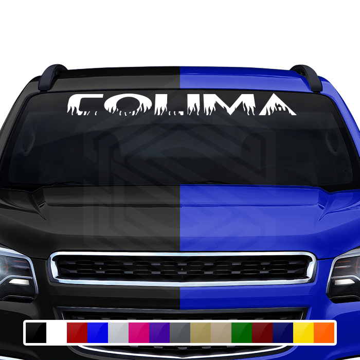COLIMA COL Mexico Decal Sticker Windshield Window Vinyl Graphic Banner Text Font-Flame Caps 36"x4.25"+