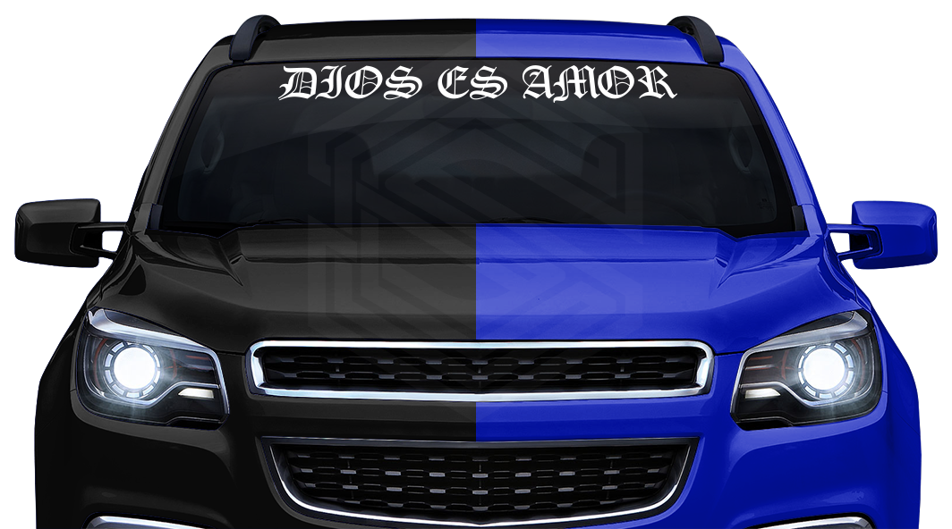 DIOS ES AMOR Decal Sticker Windshield Window Vinyl Graphic Banner Text Font-Old English Caps 36"x4.25"+
