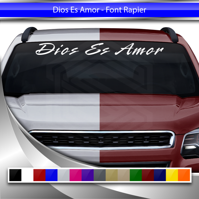 DIOS ES AMOR Decal Sticker Windshield Window Vinyl Graphic Banner Text Font-Rapier 36"x4.25"+