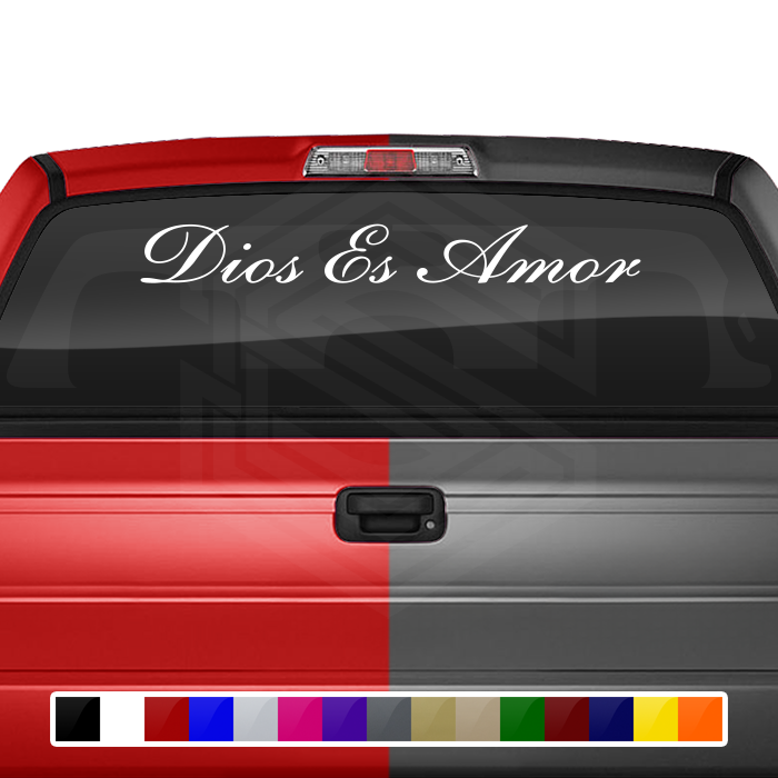 DIOS ES AMOR Decal Sticker Windshield Window Vinyl Graphic Banner Text Font-Shells2 36"x4.25"+