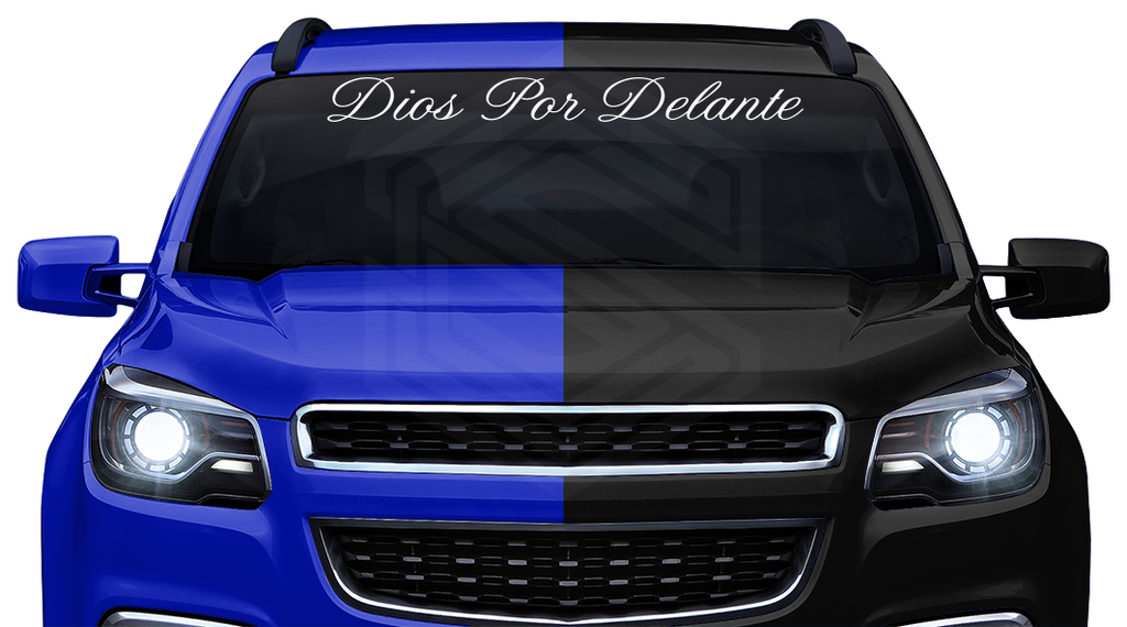 DIOS POR DELANTE Decal Sticker Windshield Window Vinyl Graphic Banner Text Font-Altogscr 36"x4.25"+