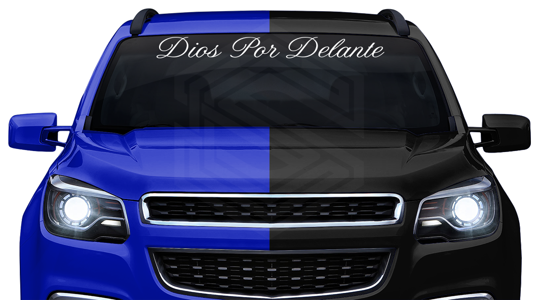 DIOS POR DELANTE Decal Sticker Windshield Window Vinyl Graphic Banner Text Font-Altogscr 36"x4.25"+