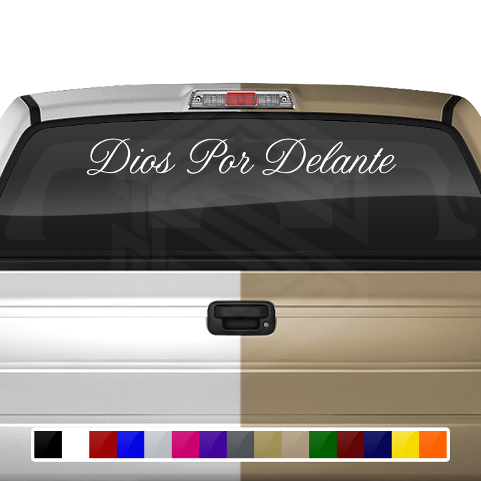 DIOS POR DELANTE Decal Sticker Windshield Window Vinyl Graphic Banner Text Font-Altogscr 36"x4.25"+