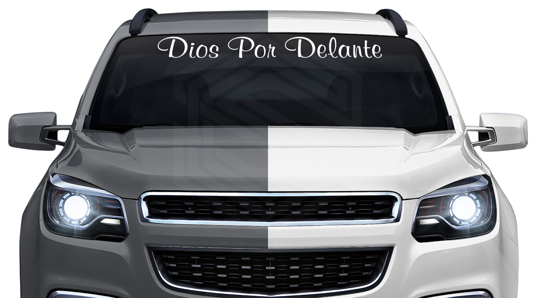 DIOS POR DELANTE Decal Sticker Windshield Window Vinyl Graphic Banner Text Font-Murray Bold 36"x4.25"+