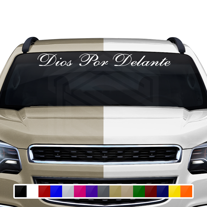 DIOS POR DELANTE Decal Sticker Windshield Window Vinyl Graphic Banner Text Font-Shells1 36"x4.25"+