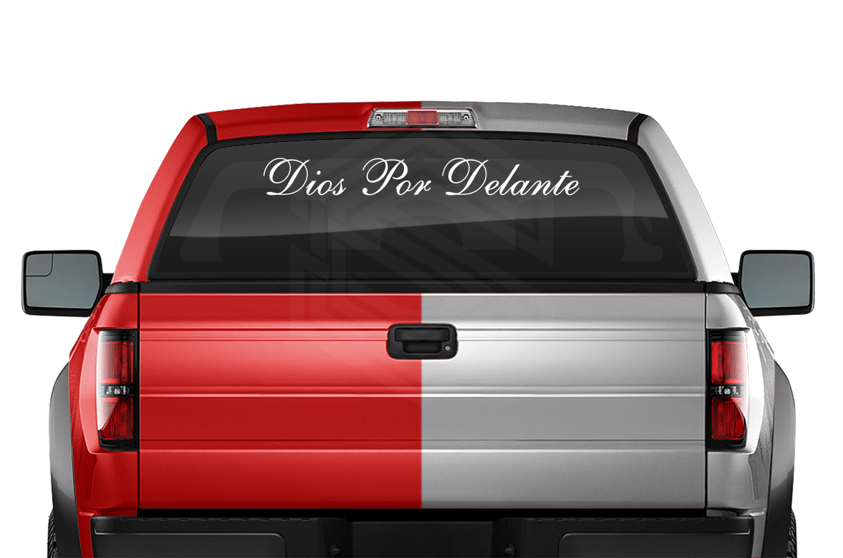 DIOS POR DELANTE Decal Sticker Windshield Window Vinyl Graphic Banner Text Font-Shells1 36"x4.25"+
