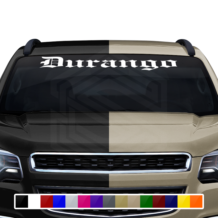 DURANGO DGO Mexico Decal Sticker Windshield Window Vinyl Graphic Banner Text Font-Etch Old English Bold 36"x4.25"+