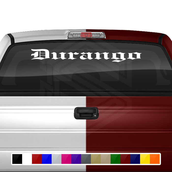 DURANGO DGO Mexico Decal Sticker Windshield Window Vinyl Graphic Banner Text Font-Etch Old English Bold 36"x4.25"+